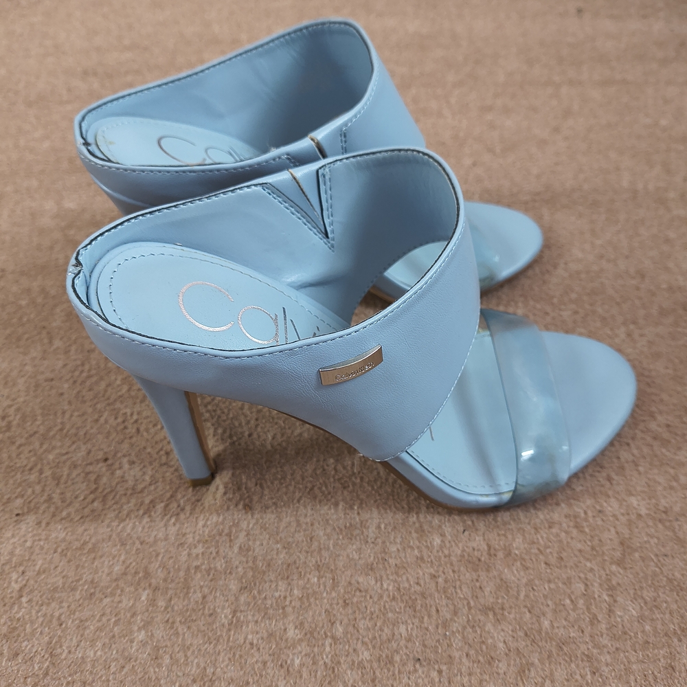 Light Blue Heeled Mules Size 7